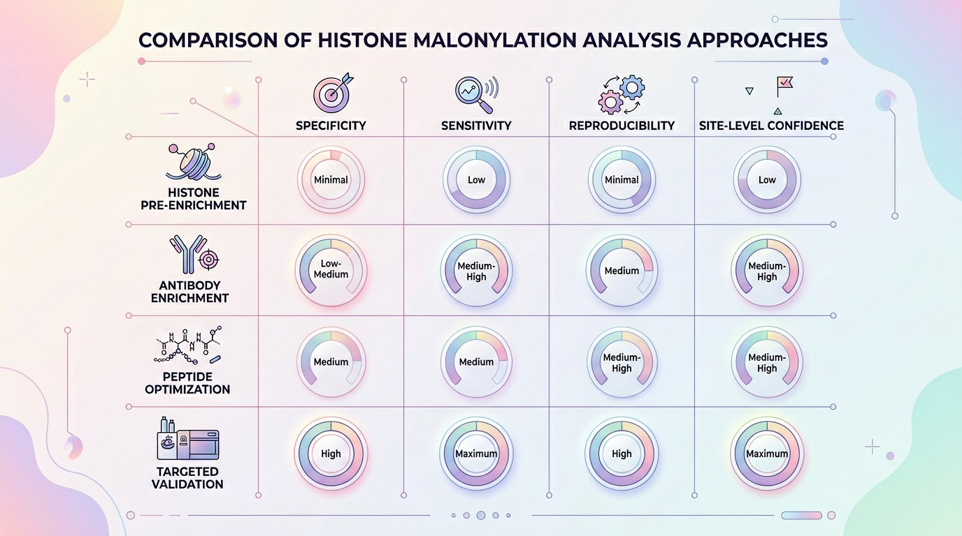 Comparison of histone malonylation enrichment approaches with English labels Comparison of histone malonylation enrichment approaches with English labels