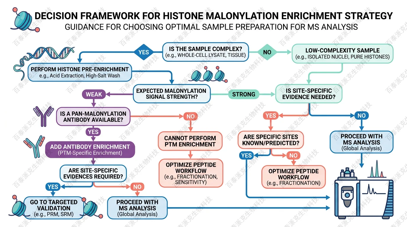 Framework for choosing histone malonylation enrichment strategy with English labels