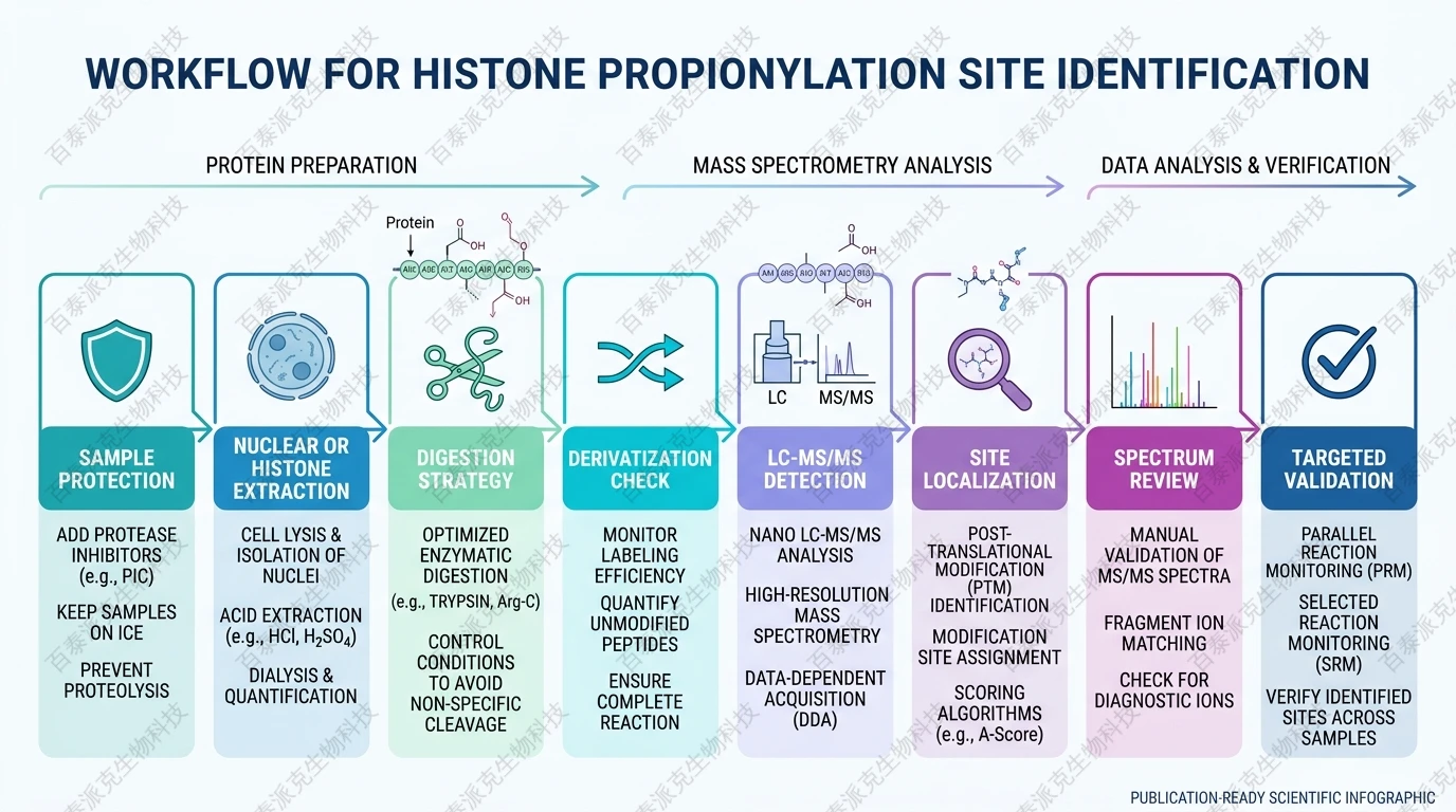 Workflow for histone propionylation site identification with English labels