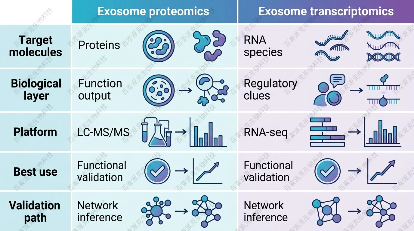 Comparison of exosome proteomics and exosome transcriptomics with English labels