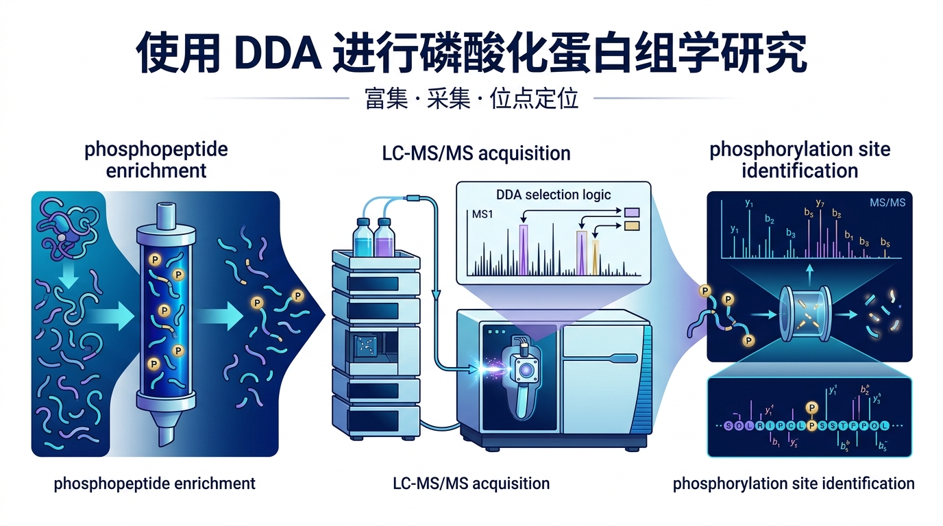 封面：DDA 磷酸化蛋白組學(xué)研究概念圖