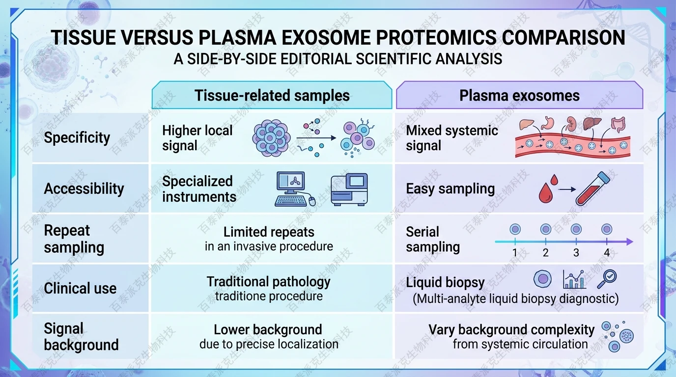 Comparison of tissue-related samples and plasma exosomes in clinical proteomics with English labels