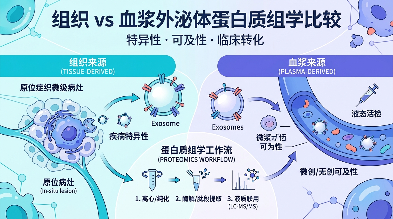 封面：組織與血漿外泌體蛋白質組學比較概念圖