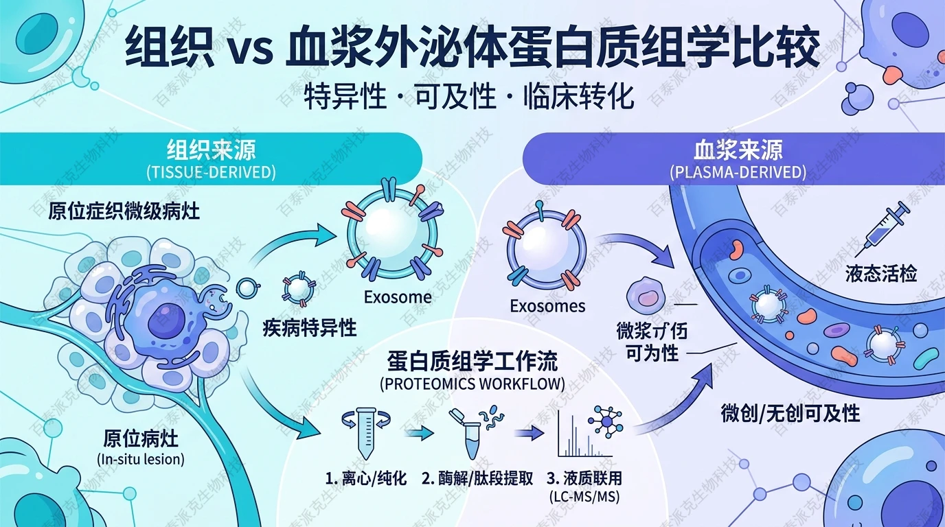 封面：组织与血浆外泌体蛋白质组学比较概念图