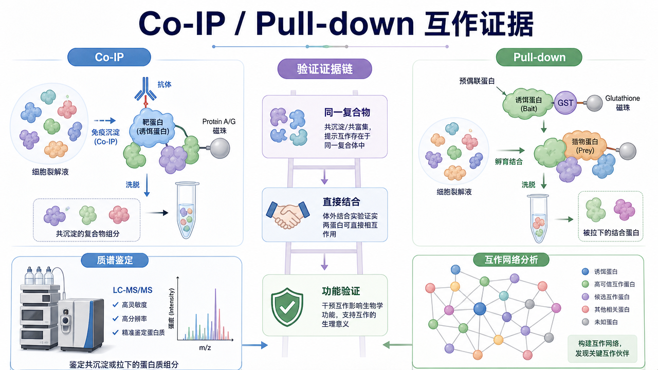 封面：Co-IP 和 Pull-down 证明蛋白互作的证据链