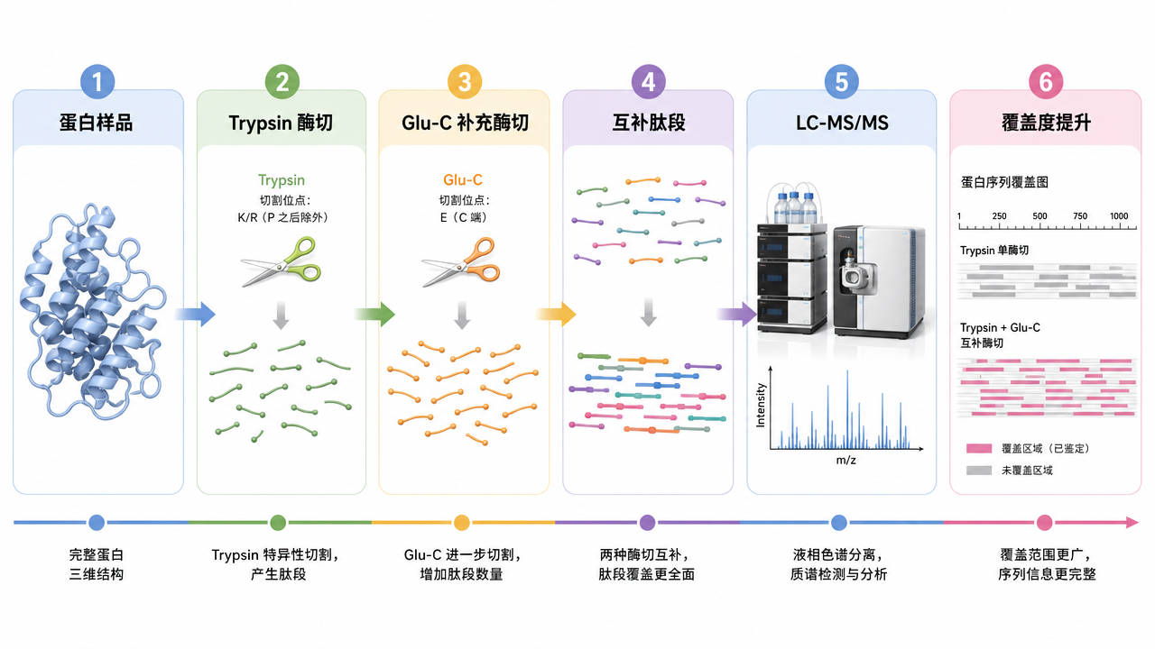 Glu-C 多酶切策略提升蛋白序列覆盖度 Glu-C 多酶切策略提升蛋白序列覆盖度