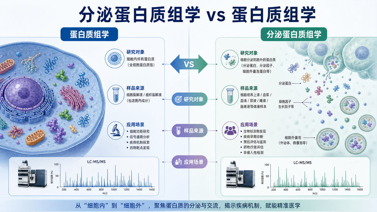 封面：分泌蛋白质组学与常规蛋白质组学对比