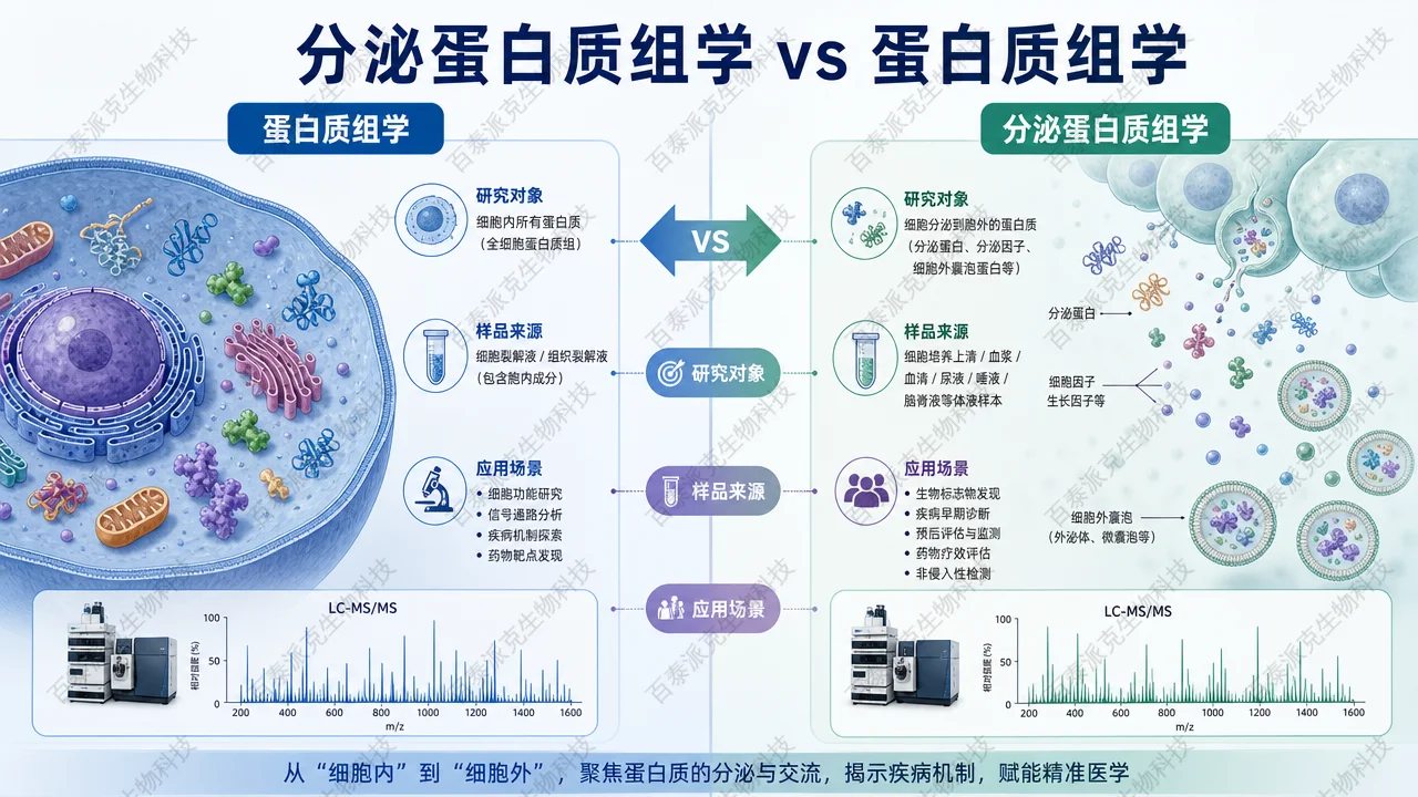 封面：分泌蛋白质组学与常规蛋白质组学对比