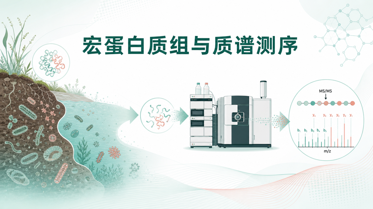 封面：宏蛋白质组测序与质谱流程