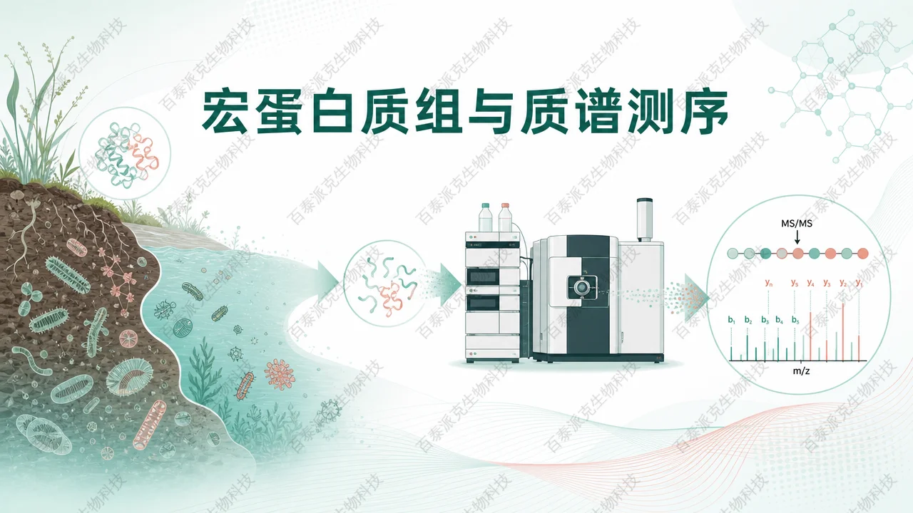 封面：宏蛋白质组测序与质谱流程
