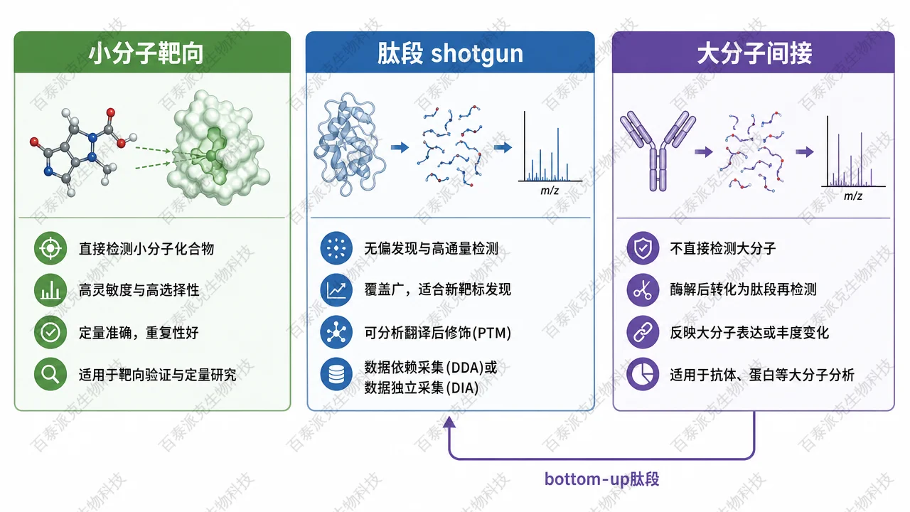 按分析物量级与靶向程度粗分适用场景（示意矩阵）