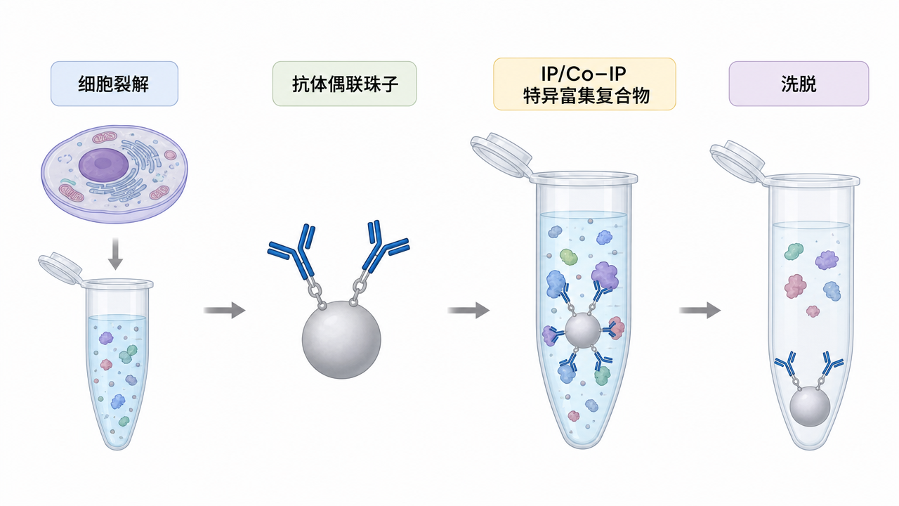 IP/Co-IP 抗体富集至质谱的基本思路 IP/Co-IP 抗体富集至质谱的基本思路