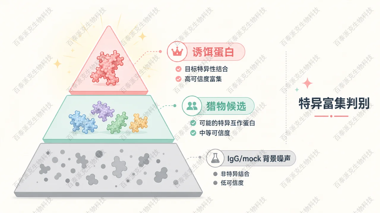 IP-MS 结果分层：诱饵、猎物与背景蛋白