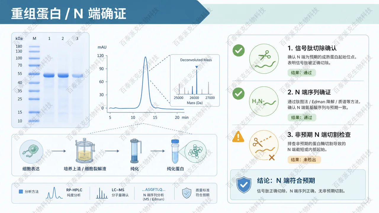 重组蛋白 N 端确证与工艺质控场景下的分析路径示意