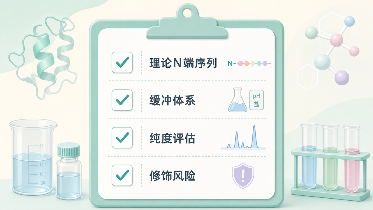 Edman 項目溝通中建議對齊的信息：理論序列、純度與修飾假設
