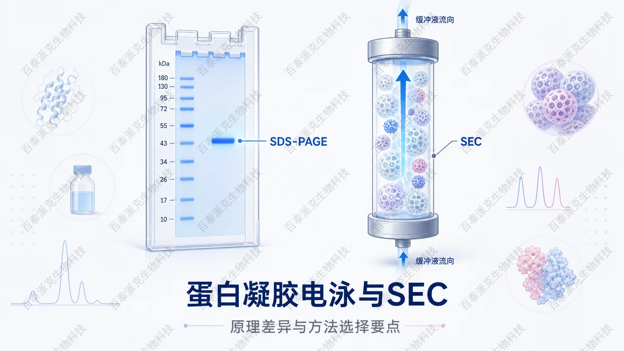 封面:蛋白凝胶电泳与 SEC 并排对比示意图