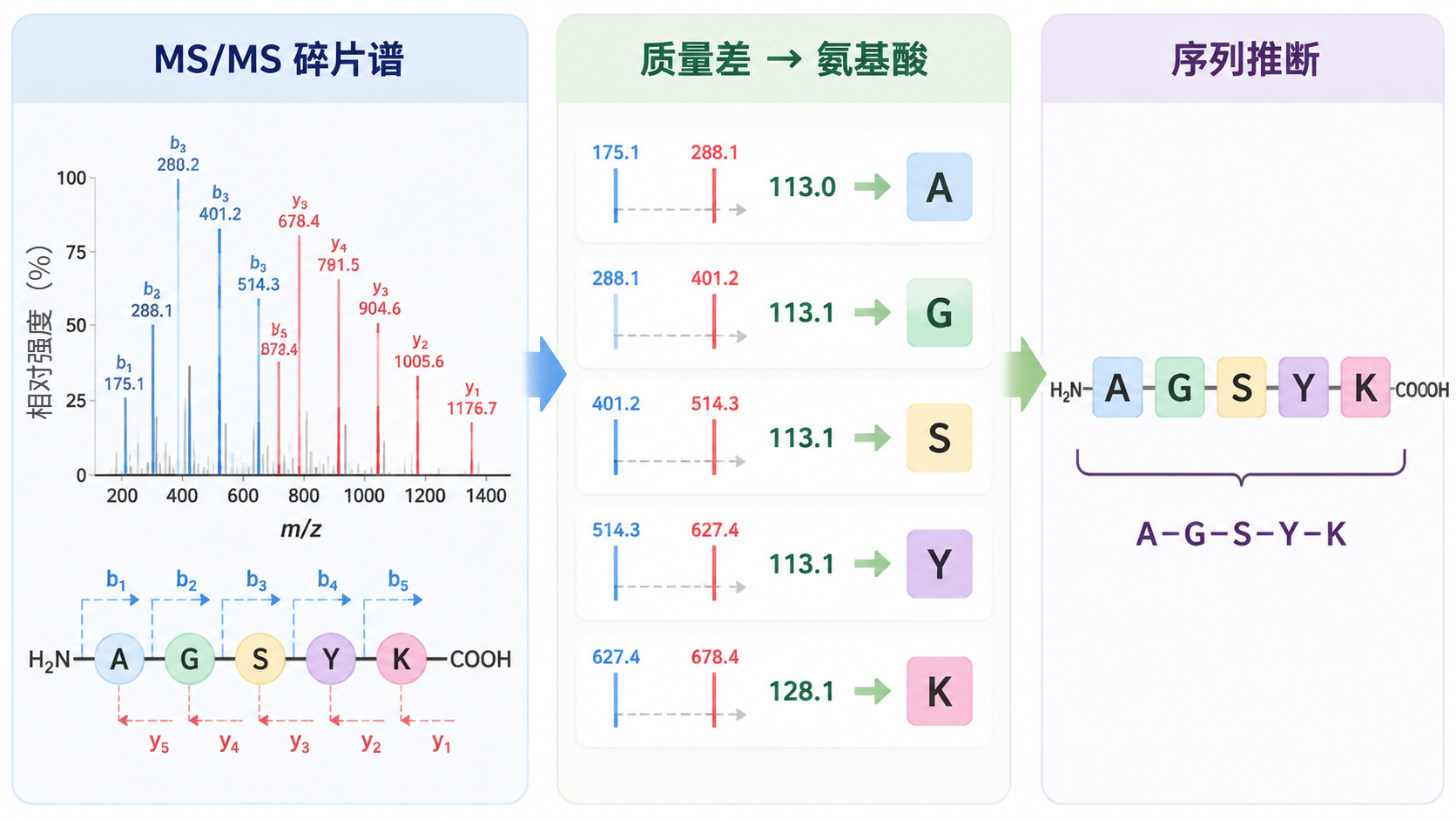 De novo 测序通过碎片离子质量差推导氨基酸序列 De novo 测序通过碎片离子质量差推导氨基酸序列