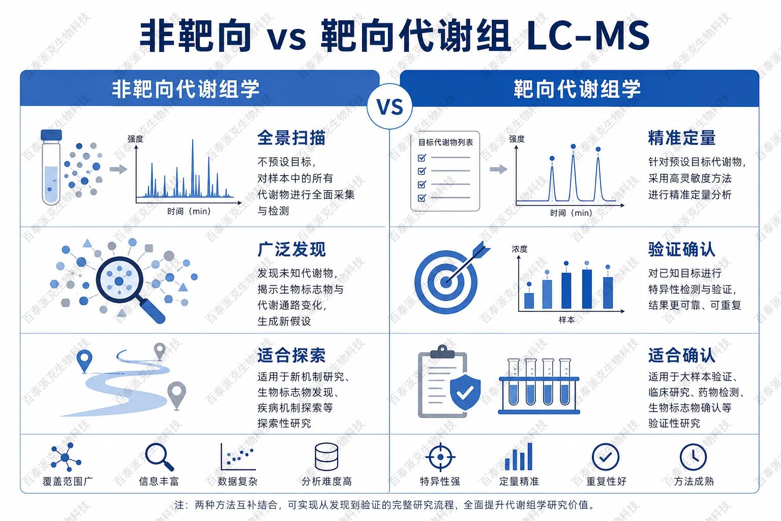 非靶向与靶向代谢组 LC-MS 对比示意图 非靶向与靶向代谢组 LC-MS 对比示意图
