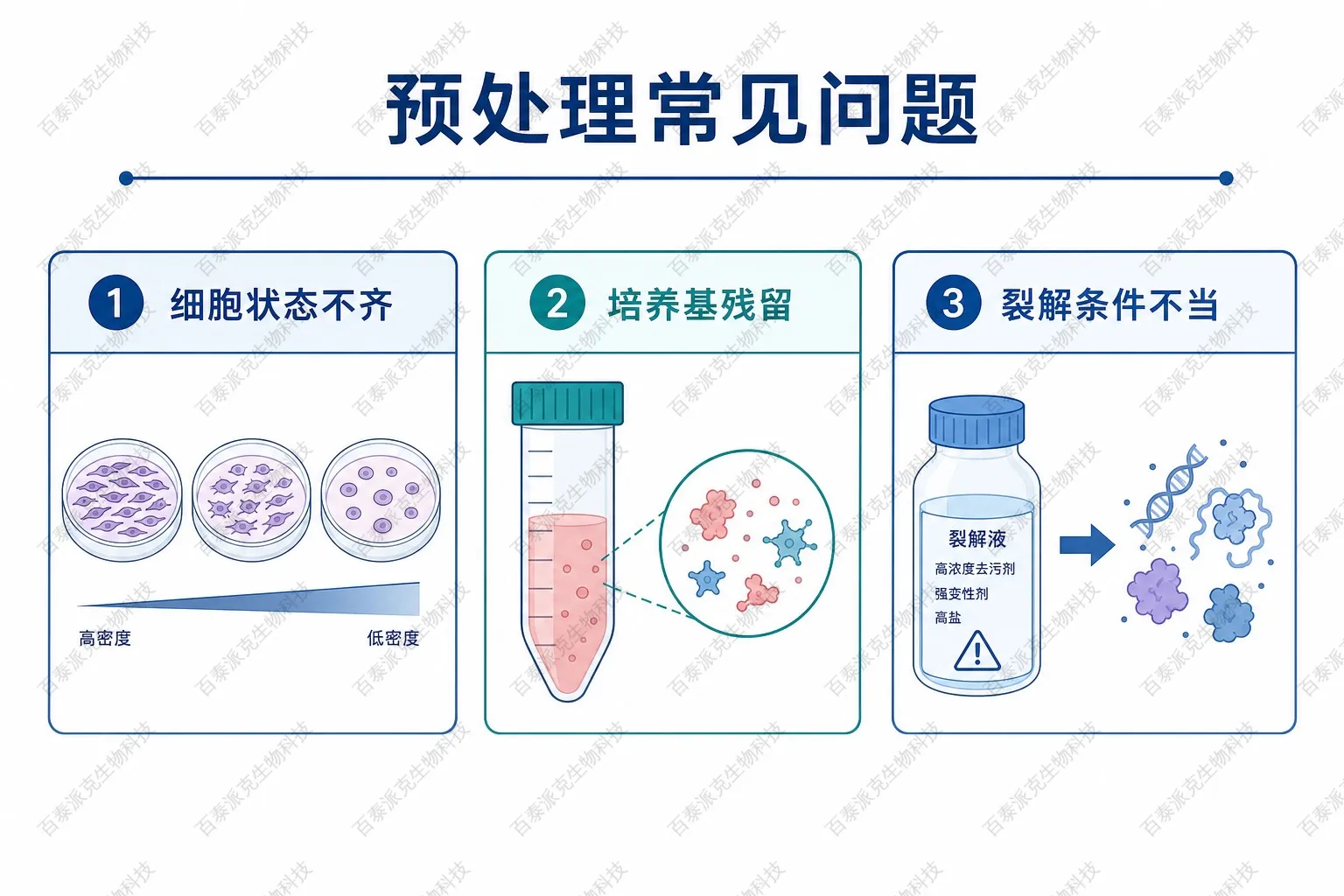 细胞样本预处理常见问题示意图 细胞样本预处理常见问题示意图