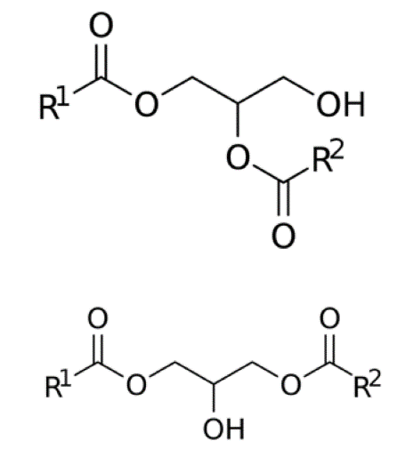 二酰甘油（上）和1，3-二酰甘油（下）